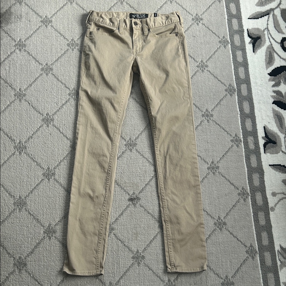RUDE Khaki Skinny Casual Pants